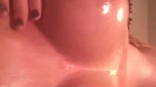 Stifler mom lookalike oiling big breast