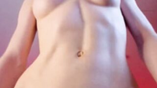 skinny girl with 6 pack and veiny abs close up