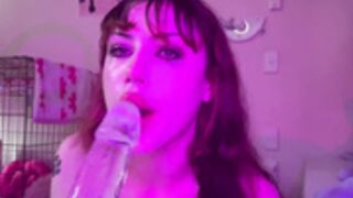 Schizobimb0 throats HUGE dildo
