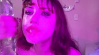 Schizobimb0 throats HUGE dildo