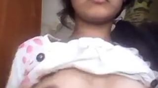 Indian girl showing perfect natural boobs to boyfriend
