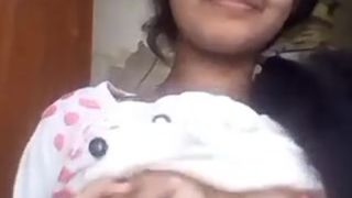 Indian girl showing perfect natural boobs to boyfriend