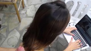 hot brunett cum face