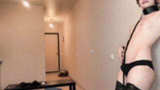 florenceheatly collared stretched body against wall