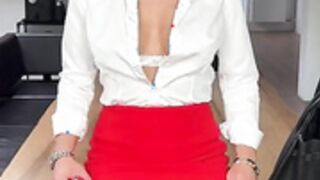 Sasha Nylon Fucking A Red Dildo