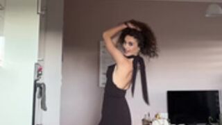 Sexy Polish slut shows her legs in shiny tan pantyhose 4