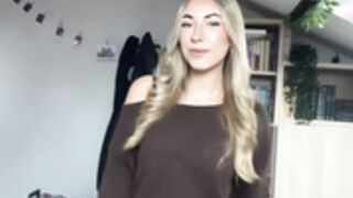 Sexy young Polish slut in dress & shiny nude pantyhose 2