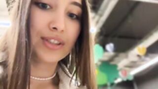 girl plays with pussy in public shop