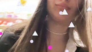 girl plays with pussy in public shop