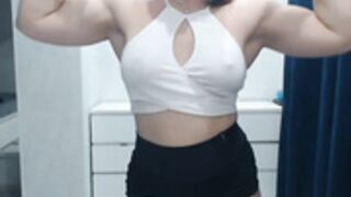 Huge FBB Marry flexing muscles