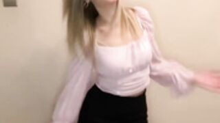 Sexy Polish blonde slut in miniskirt & black pantyhose 4