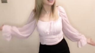 Sexy Polish blonde slut in miniskirt & black pantyhose 4
