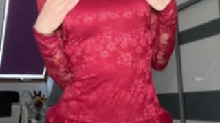 Sexy Polish blonde slut shows her legs in shiny nylons 2
