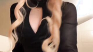 Sexy Polish slut in miniskirt and shiny nude pantyhose 10