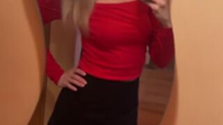 Sexy Polish blonde slut in miniskirt & black pantyhose 6
