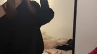 Sexy young Polish slut in miniskirt & shiny nude nylons