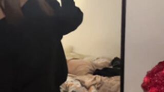 Sexy young Polish slut in miniskirt & shiny nude nylons
