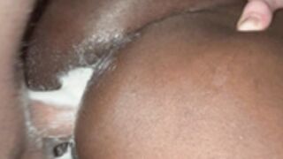 Ebony Girlfriend’s cream is all over her ass