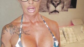 Misses-Cougar dildo pussy fuck and spit on tits
