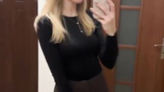 Sexy Polish slut in miniskirt and silky black pantyhose 2