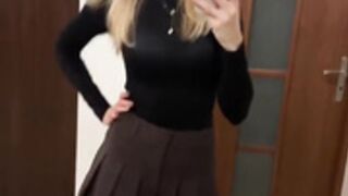 Sexy Polish slut in miniskirt and silky black pantyhose 2