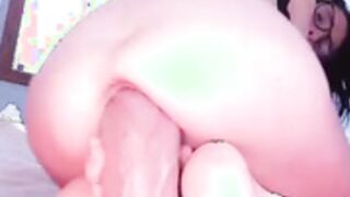 lilrosiedoll huge dildo finger ass and pussy squirt