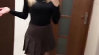 Sexy Polish slut in miniskirt and silky black pantyhose 3