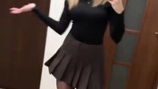 Sexy Polish slut in miniskirt and silky black pantyhose 3