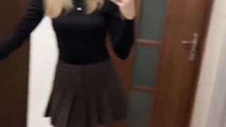 Sexy Polish slut in miniskirt and silky black pantyhose 3