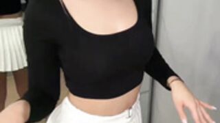 Sexy Polish slut in white miniskirt and black heels