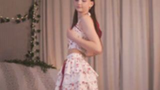 CindyGarrison 025-10-17 Red Flowery Bra, Thong & Garter