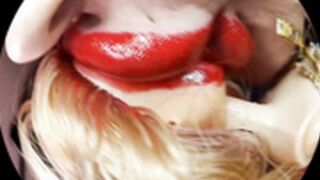 Super huge lips teasing and kissing