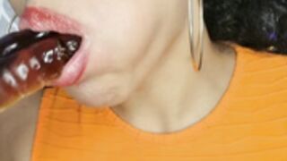 ASMR Giant Gummy Worm Sucking