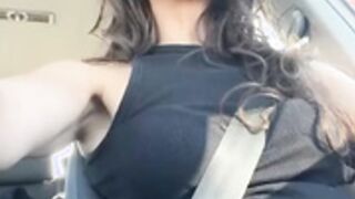 Licking her smelly armpits while driving