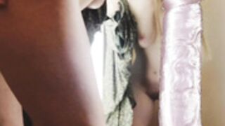 Charlotte upskirt view and then dildo impaling