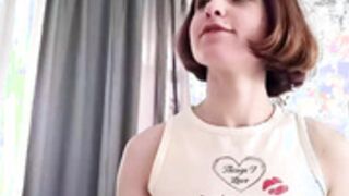 Fit cutie flexing biceps and armpits