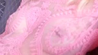 guy jerks off on sexy milf beautiful tits