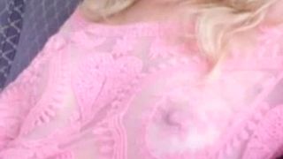 guy jerks off on sexy milf beautiful tits