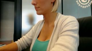 Dee removes bra at the office