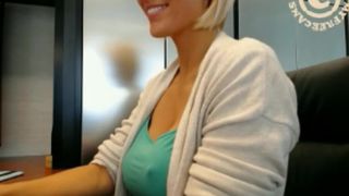 Dee removes bra at the office