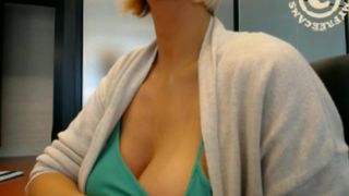 Dee removes bra at the office