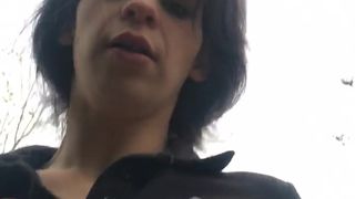 Restaurant Slut fucks in the woods