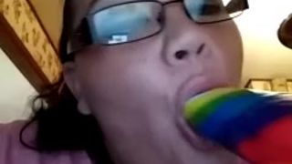 bitch with tongue ring showing how she suck dick