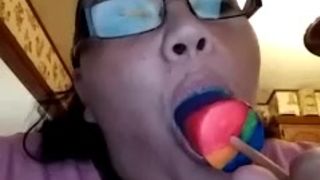 bitch with tongue ring showing how she suck dick