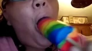 bitch with tongue ring showing how she suck dick