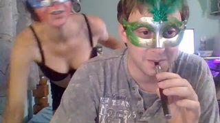 horny_mask alias kinky_black chips eating from tits