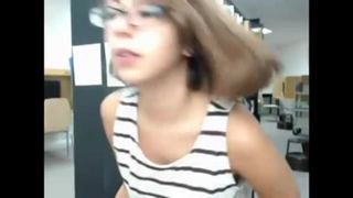 Steph Kegels riding a dildo in a library