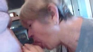 wife gives herself a sperm facial