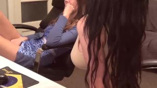 sexy secretary sucks and squirts all over floor twice
