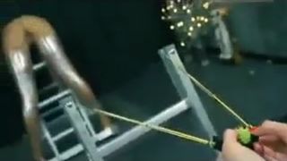 spiny chestnut shooting a slingshot in ass